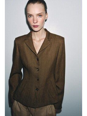 ZARA ZW COLLECTION LINEN BLEND BLAZER